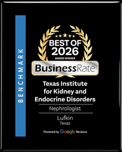 BusinessRate Best of 2026 Award – Texas Institute for Kidney and Endocrine Disorders, Nephrology, Lufkin TX